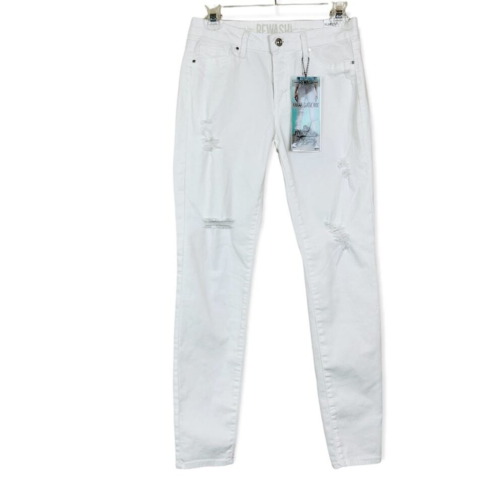 REWASH White Karma Classic Rise Ultraskin Distressed Jegging Jeans 5/27 Juniors